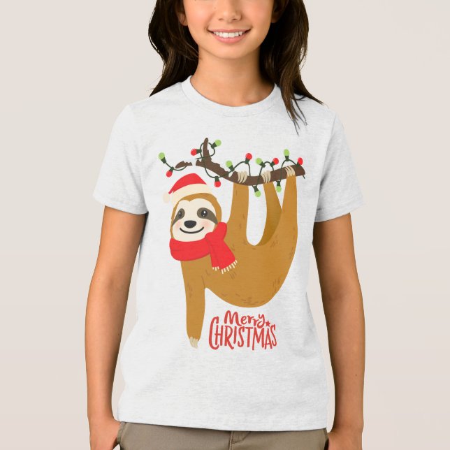 Merry Christmas Sloth | Holidays Tri-Blend Shirt (Front)
