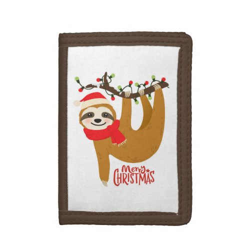 Merry Christmas Sloth  Holidays Trifold Wallet