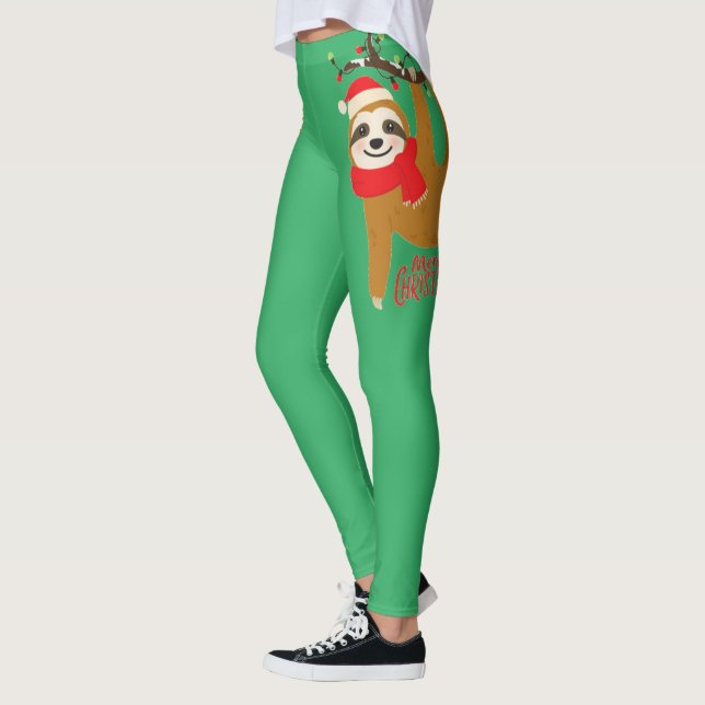 Merry Christmas Sloth Leggings (Left)