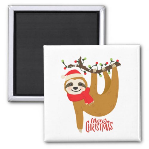Merry Christmas Sloth Magnet