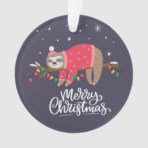 Merry Christmas Sloth Ornament