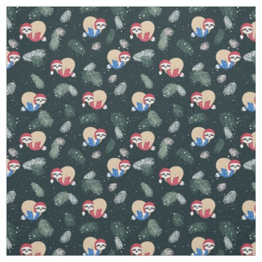 Merry Christmas Sloth Ornament Pattern Fabric