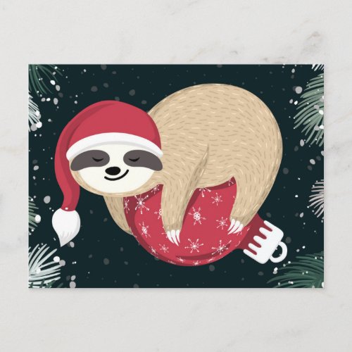 Merry Christmas Sloth Ornament Postcard
