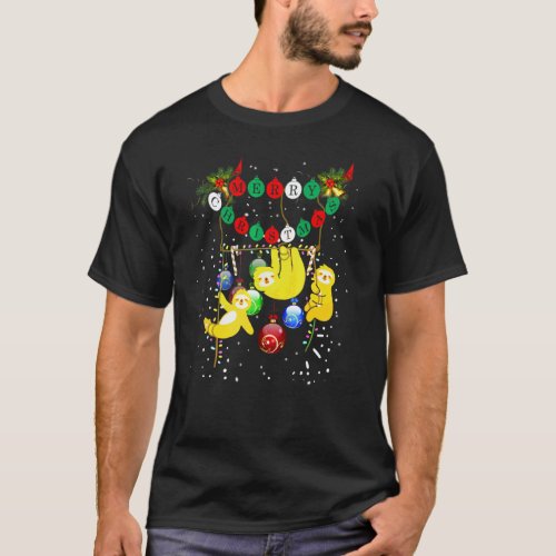 Merry Christmas Sloth Ornaments Xmas Pajama  Teen T-Shirt