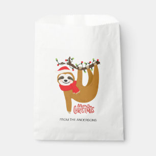 Merry Christmas Sloth Personalized Name Holidays Favor Bag