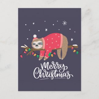 Merry Christmas Sloth Postcard