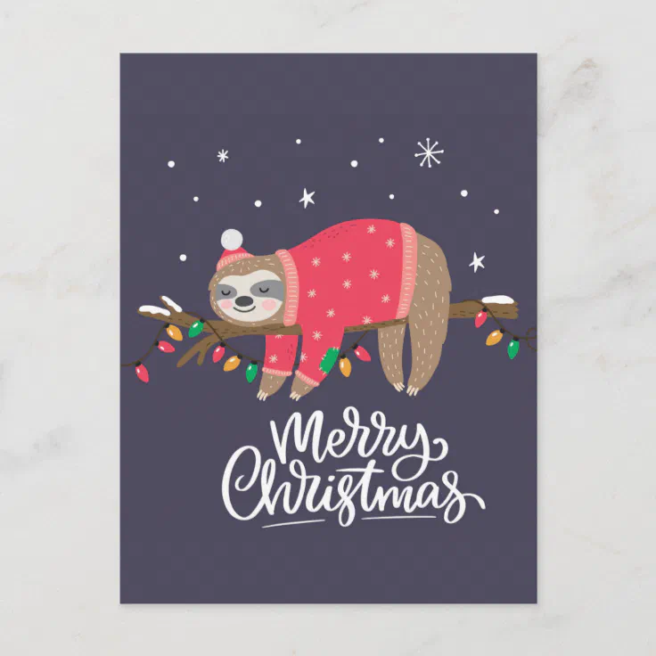 Merry Christmas Sloth Postcard | Zazzle