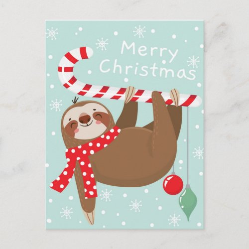 Merry Christmas Sloth Postcard