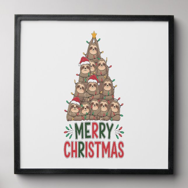 Merry Christmas Sloth Tree Peel And Stick Photo Tile (Front Set)