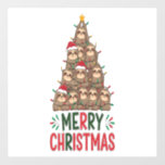 Merry Christmas Sloth Tree Wall Decal