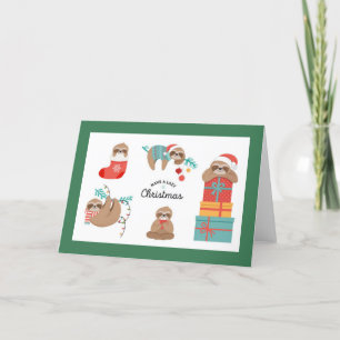 Merry Christmas Sloths Holiday Card