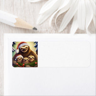 Merry Christmas Sloths Label
