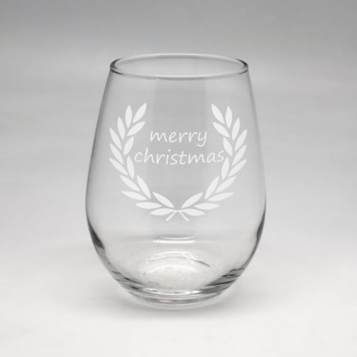 Merry Christmas Small Stemless Wine Glass