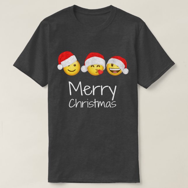Merry Christmas Smiling Happy Blowing Kiss Faces S T-Shirt (Design Front)