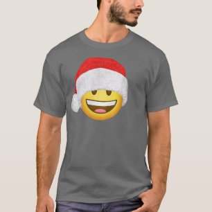Merry Christmas Smiling Happy Face Icon Santa Hat  T-Shirt