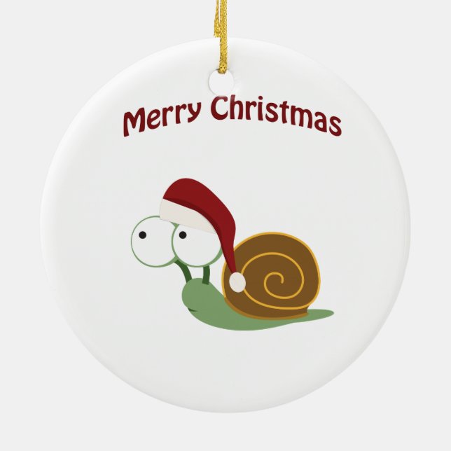 Merry Christmas! Snail Ceramic Ornament (Back)