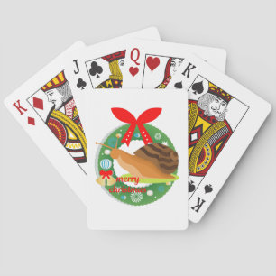 merry christmas snail poker cards