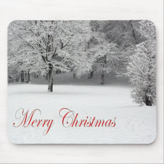 Merry Christmas Snow and trees Mouse Pad