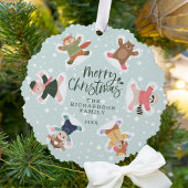 Merry Christmas Snow Angel Woodland Animals Photo Ornament Card