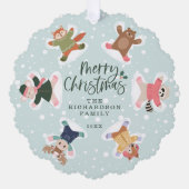 Merry Christmas Snow Angel Woodland Animals Photo Ornament Card (Front)