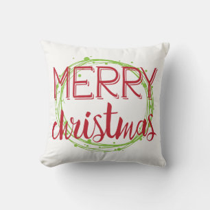 Merry Christmas Snow Bubbles Holiday Throw Pillow