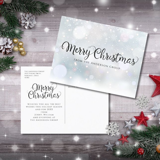 Merry Christmas Snow Corporate Holiday Postcard (Creator Uploaded)