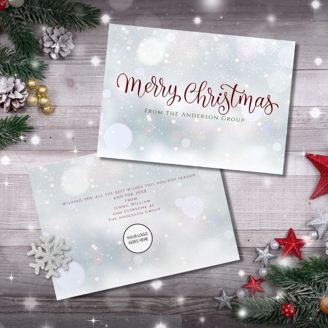 Merry Christmas Snow Corporate Logo Holiday Card (Creator Uploaded)