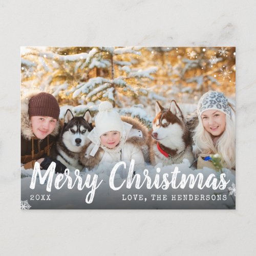 Merry Christmas Snow Family Photo Holiday Postcard