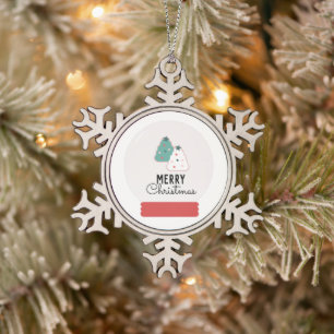 Merry Christmas Snow Globe Cookie    Snowflake Pewter Christmas Ornament