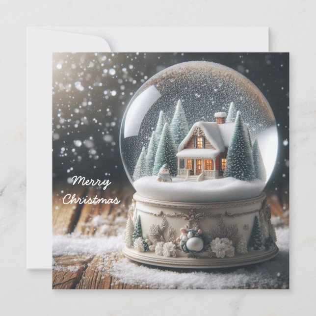 Merry Christmas Snow Globe Holiday Card (Front)