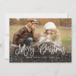 Merry Christmas Snow Holiday Card<br><div class="desc">Celebrate the holidays with this chic Christmas card featuring modern script and snowfall.</div>