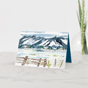 Merry Christmas Snow Landscape Mountains Card