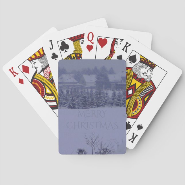 Merry Christmas Snow Landscape Winter Poker Cards (Back)