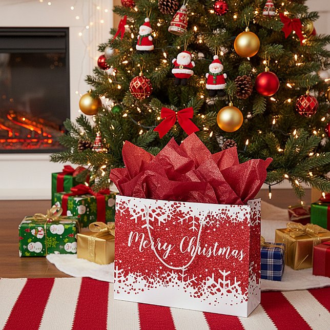 Merry Christmas snow Large Gift Bag (Creator Uploaded)