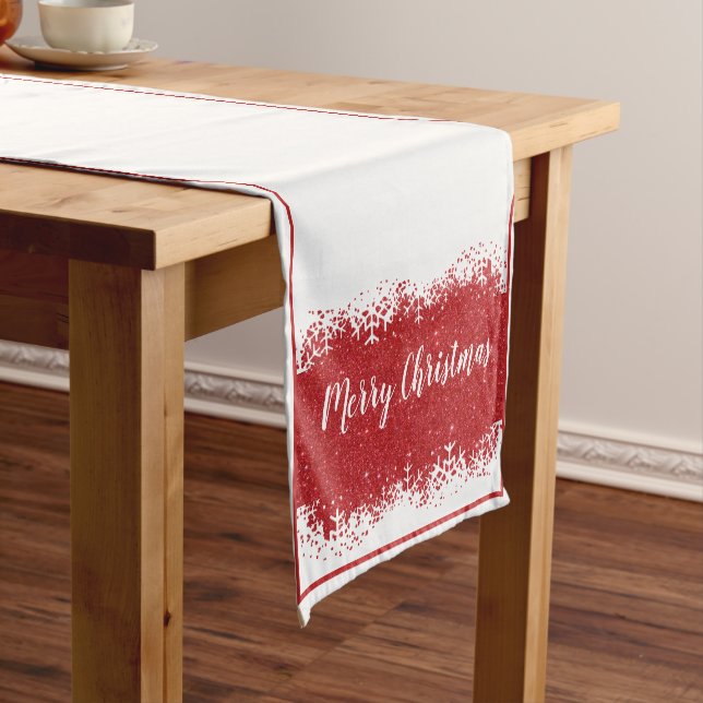 Merry Christmas snow Medium Table Runner (In Situ)