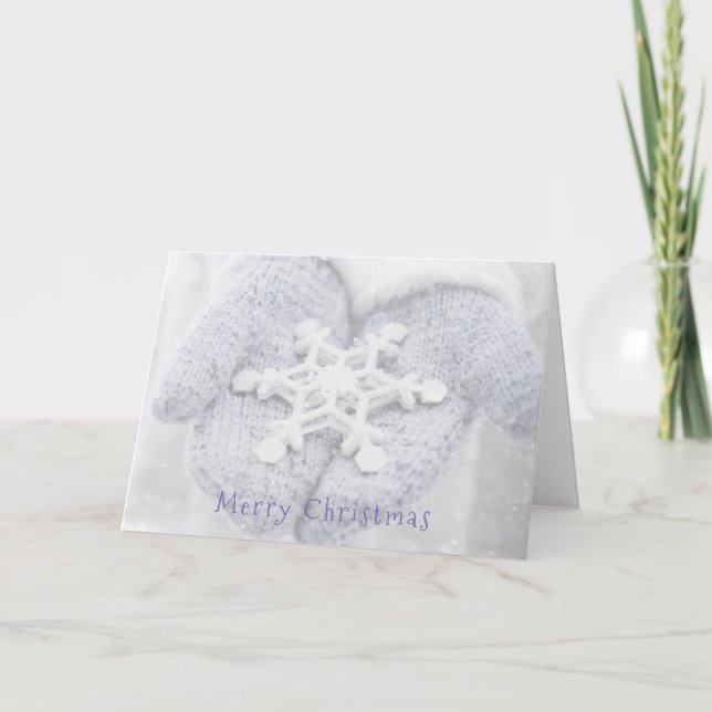 Merry Christmas - Snow Mittens Holiday Card (Front)