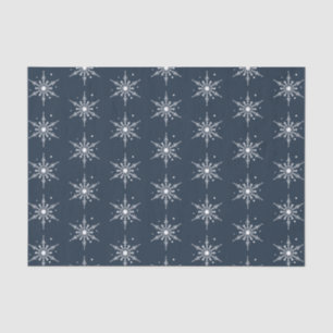 Merry Christmas Snow Modern Holiday Dark Blue Tissue Paper