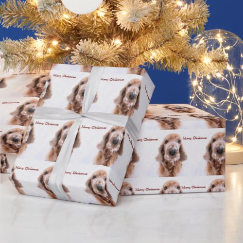 Merry Christmas Snow on a Golden Retriever Nose  Wrapping Paper