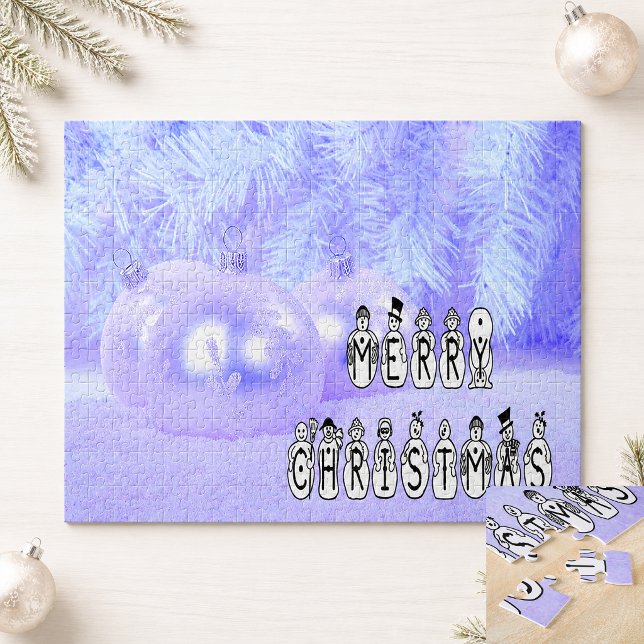 Merry Christmas Snow People Carolers Blue Jigsaw Puzzle (Merry Christmas Snow People Carolers Blue Jigsaw Puzzle)