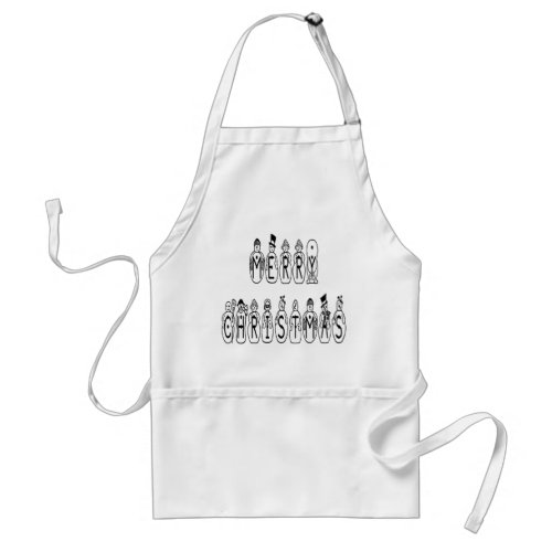 Merry Christmas Snow People Font Adult Apron