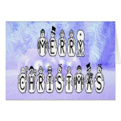 Merry Christmas Snow People Font, Blue Tint Snow (Front Horizontal)