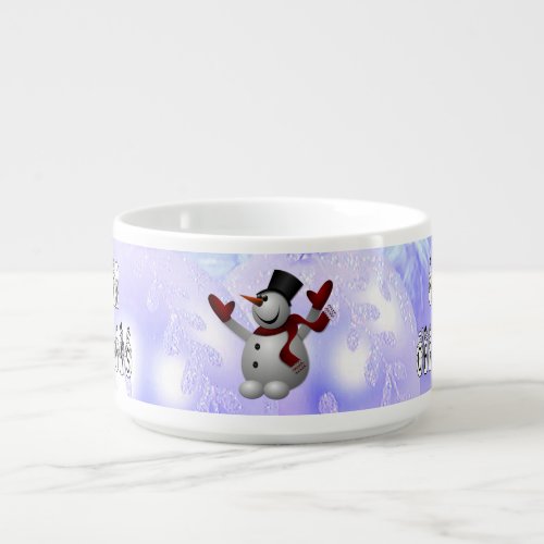 Merry Christmas Snow People Font Blue Tint Snow Bowl