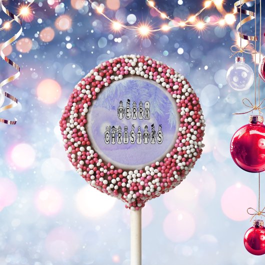 Merry Christmas Snow People Font, Blue Tint Snow Chocolate Dipped Oreo Pop