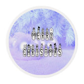 Merry Christmas Snow People Font, Blue Tint Snow Edible Frosting Rounds (Front)