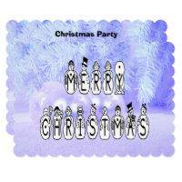 Merry Christmas Snow People Font, Blue Tint Snow Invitation