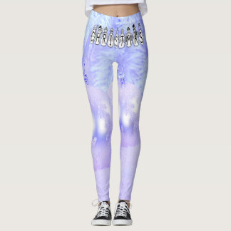 Merry Christmas Snow People Font, Blue Tint Snow Leggings