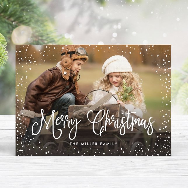 Merry Christmas Snow Photo Holiday Card (Creator Uploaded)