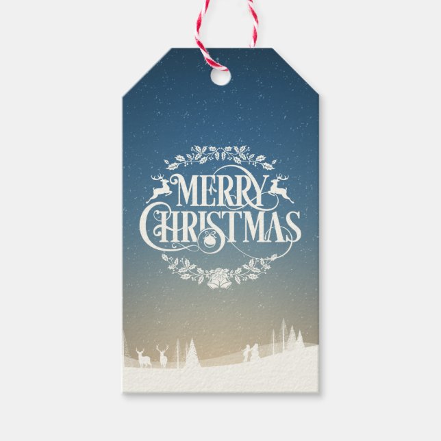 Merry Christmas Snow Scene Gift Tags (Front)
