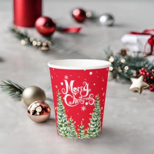 Merry Christmas Snow Trees Christmas Paper cup