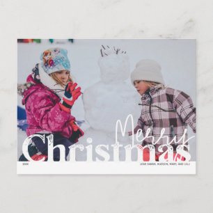 Merry Christmas Snow Type & Snowflake Photo Postcard
